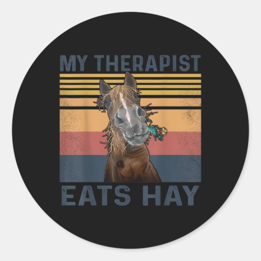Mijn Therapist eet hay Horse Ronde Sticker (Voorkant)