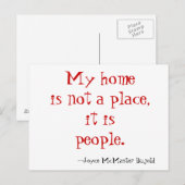 Mijn thuis is geen plek, het zijn mensen. briefkaart (Voorkant / Achterkant)