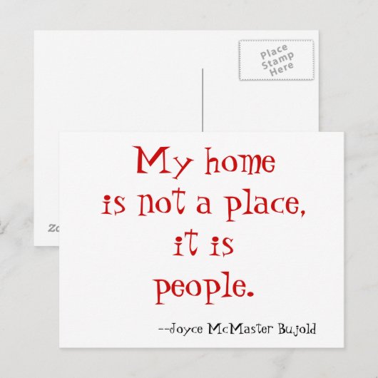 Mijn thuis is geen plek, het zijn mensen.          briefkaart (Voorkant / Achterkant)