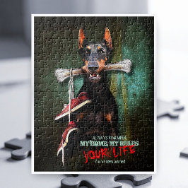 Mijn thuis, je leven: Doberman Dog w. Bone - Funny Legpuzzel