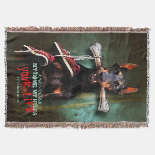 Mijn thuis, jouw leven: Dobermann Dog & Bone - Fun Deken (Voorkant)