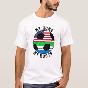 Mijn Thuis Mijn Wortels Sierra Leone Vlag Voetbal T-shirt
