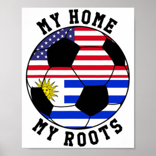 Mijn Thuis Mijn Wortels Uruguay Vlag Voetbal T-shi Poster