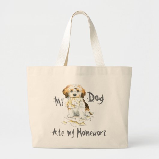Mijn thuiswerk in Havanese Ate Grote Tote Bag (Voorkant)