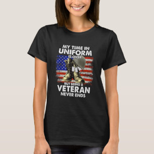 Mijn tijd in uniform is voorbij, maar veteraan zij t-shirt