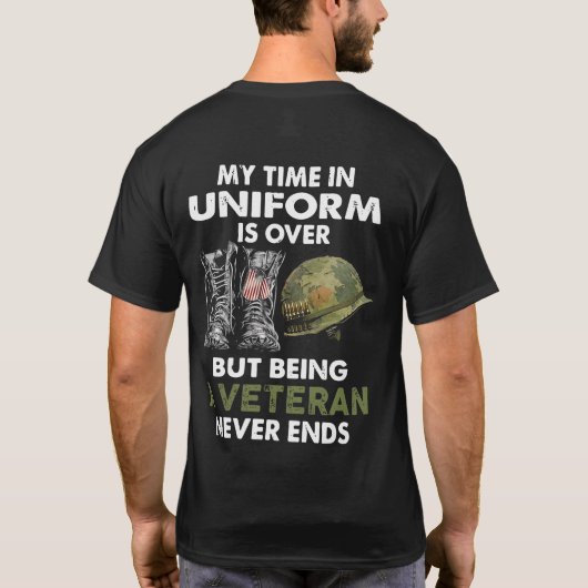Mijn tijd in uniform is voorbij - Veteraan shirt (Achterkant)