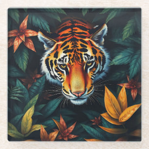 “Mijn Tijger” – Kleurrijk Tijgerportret Glazen Onderzetter