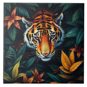 “Mijn Tijger” – Kleurrijk Tijgerportret Tegeltje