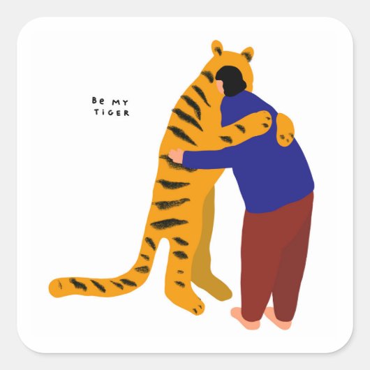Mijn tijger vierkante sticker (Voorkant)