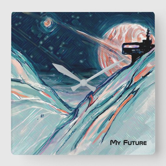 Mijn toekomstige thuis in de ruimte vierkante klok (Voorkant)