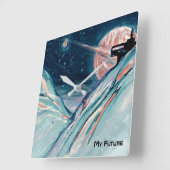 Mijn toekomstige thuis in de ruimte vierkante klok (Hoek)