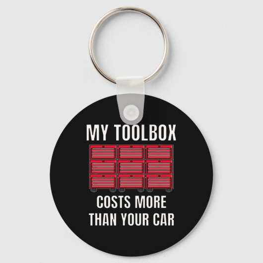 Mijn toolbox kost meer dan je automerken sleutelhanger (Voorkant)