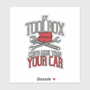 Mijn toolbox kost meer dan je automonteur cadeau sticker