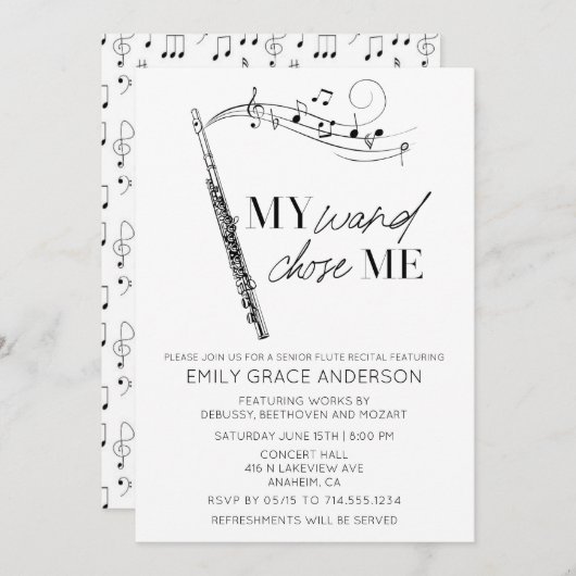 Mijn Toverstaf Heeft Mij Geciteerd Muzieknoten Flu Kaart (Voorkant / Achterkant)