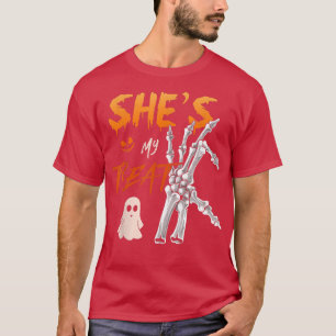 Mijn Treat Halloween Skeleton Hand Matching Cou T-shirt