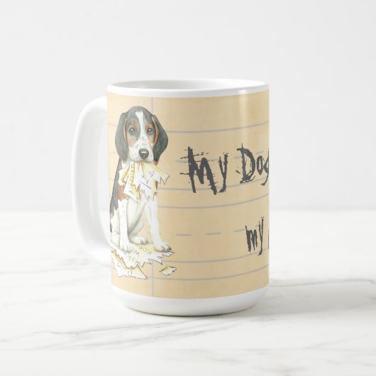 Mijn Treeing Walker Coonhound Ate mijn thuiswerk Koffiemok (Voorkant links)