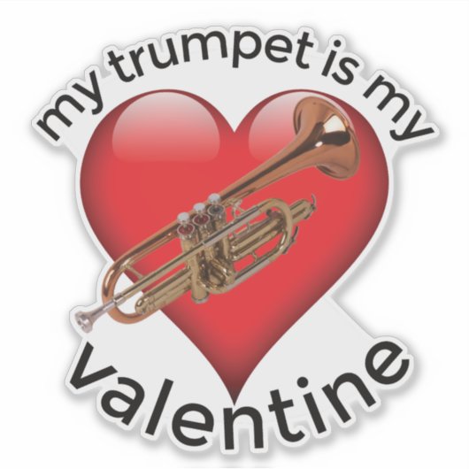 Mijn trompet is mijn Valentijn Sticker (Voorkant)