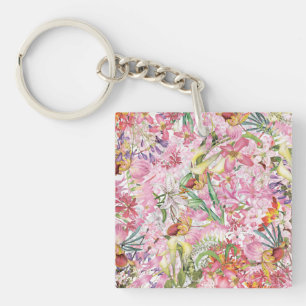 Mijn tropische, kleurrijke exotische bloemtuin sleutelhanger
