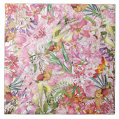 Mijn tropische, kleurrijke exotische bloemtuin tegeltje (Voorkant)