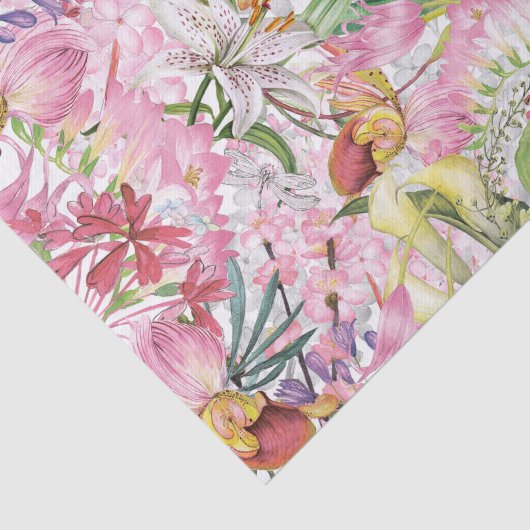 Mijn tropische, kleurrijke exotische bloemtuin tissuepapier (Detail)