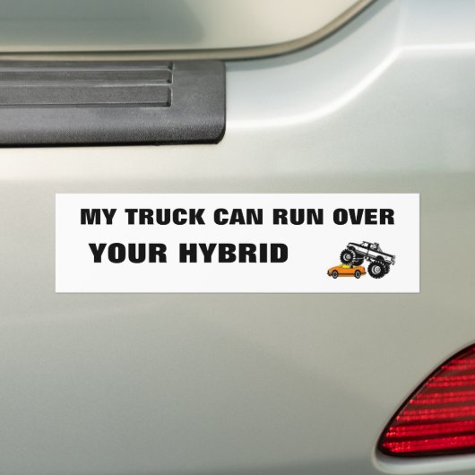 , MIJN TRUCK KAN EROP LOPEN, UW HYBRIDE BUMPERSTICKER (Op auto)