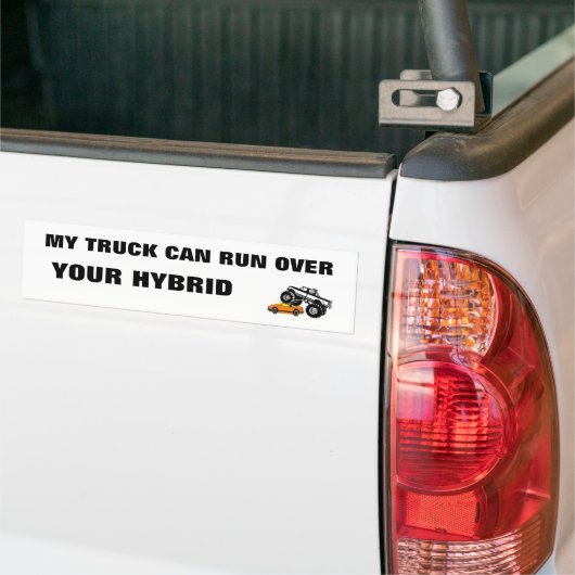 , MIJN TRUCK KAN EROP LOPEN, UW HYBRIDE BUMPERSTICKER (Op Truck)