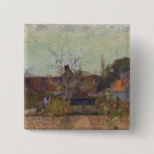 Mijn tuin in de lente vierkante button 5,1 cm (Voorkant)