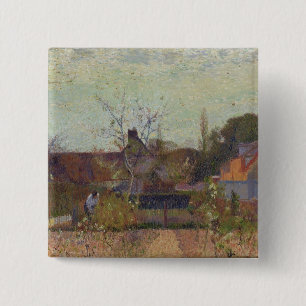 Mijn tuin in de lente vierkante button 5,1 cm