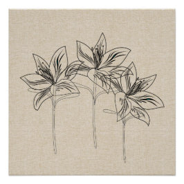 Mijn tuin Lily Tekening Canvas Collage Poster