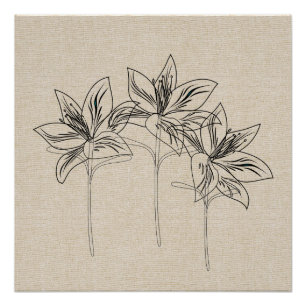 Mijn tuin Lily Tekening Canvas Collage Poster
