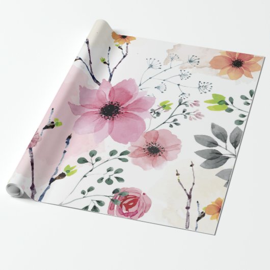 Mijn tuinbloemen (waterverf techniek) cadeaupapier (Uitgerold)