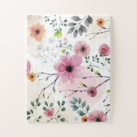 Mijn tuinbloemen (waterverf techniek) legpuzzel (Verticaal)