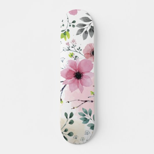 Mijn tuinbloemen (waterverf techniek) persoonlijk skateboard (Voorkant)