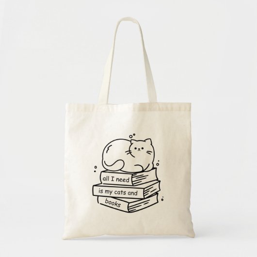 Mijn twee favoriete dingen: Katten en boeken Canva Tote Bag (Voorkant)
