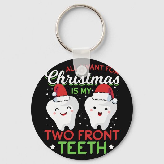 Mijn twee voortanden met Kerstmis Sleutelhanger (Voorkant)