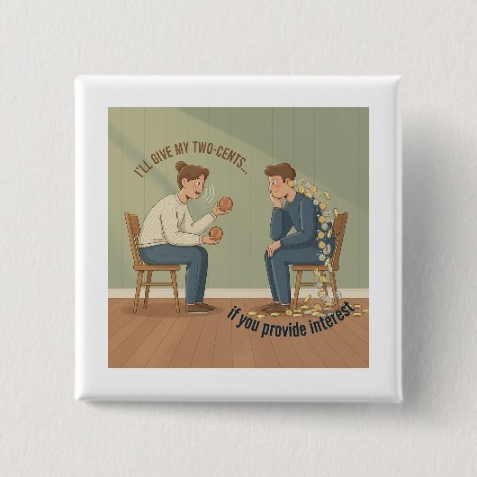 Mijn Tweecentstuk Knop Vierkante Button 5,1 Cm (Voorkant)