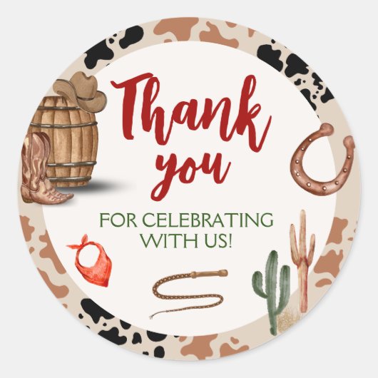 Mijn tweede Rodeo Party Cowboy Verjaardag Ronde Sticker (Voorkant)