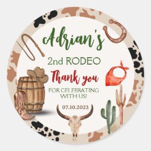 Mijn tweede Rodeo Party Cowboy Verjaardag Ronde Sticker