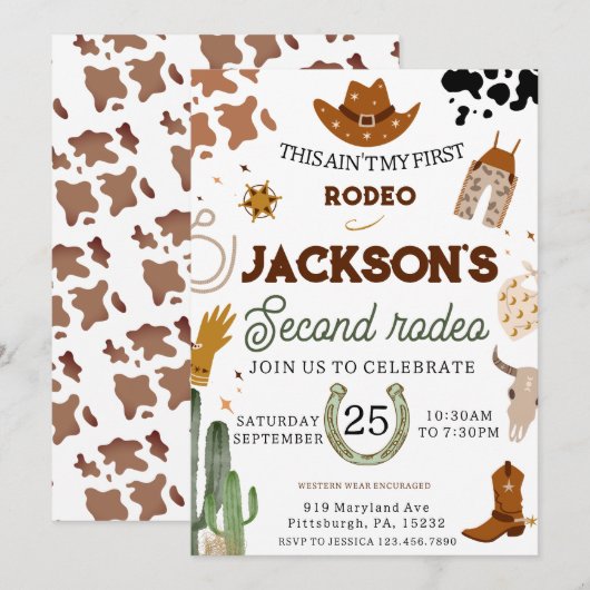 Mijn tweede Rodeo verjaardag Wild West Kaart (Voorkant / Achterkant)