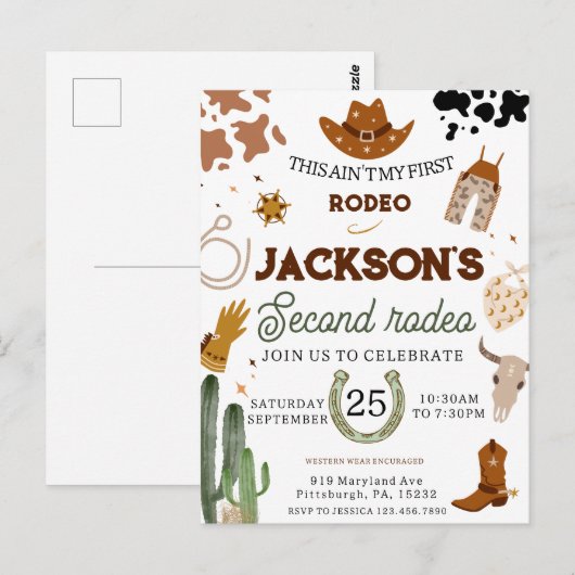 Mijn tweede Rodeo Verjaardag Wilde Westen Briefkaart (Voorkant / Achterkant)