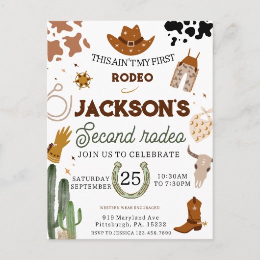 Mijn tweede Rodeo Verjaardag Wilde Westen Briefkaart (Voorkant)