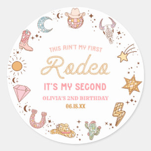 Mijn tweede Rodeo Western Cowgirl 2e verjaardagsfe Ronde Sticker