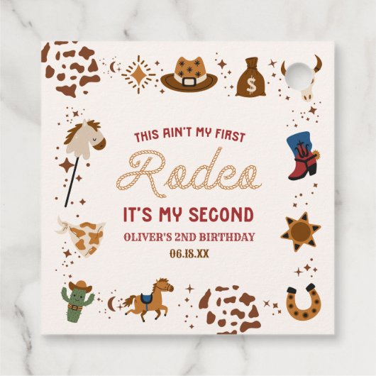 Mijn tweede Rodeo Westerne Cowboy 2e verjaardagsfe Bedankjes Labels (Achterkant)