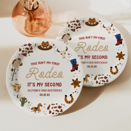 Mijn tweede Rodeo Westerne Cowboy 2e verjaardagsfe Papieren Bordje