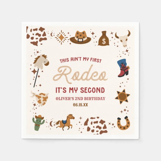 Mijn tweede Rodeo Westerne Cowboy 2e verjaardagsfe Servet (Voorkant)