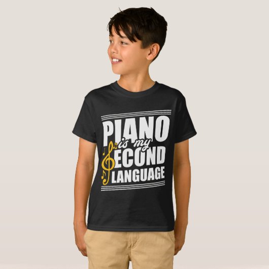Mijn tweede taal is Piano Player Gift T-shirt (Voorkant volledig)