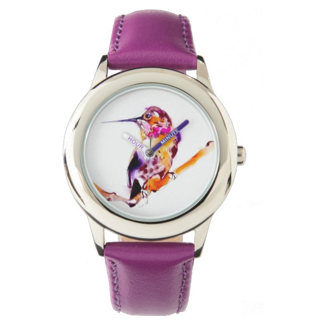 Mijn Twig Hummingbird Print Horloge (Voorkant)