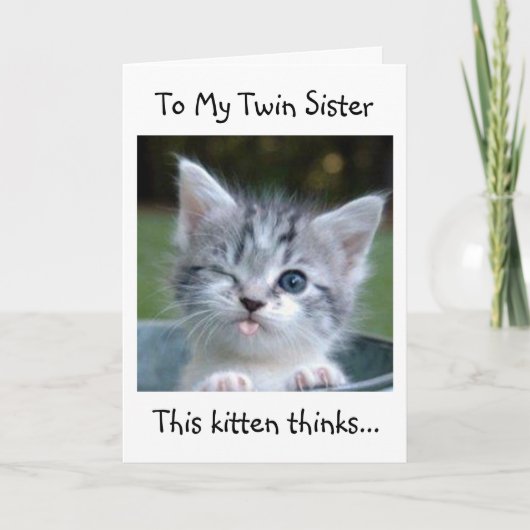 'MIJN TWIN' IS DE 'KAT'S MEOW' DIE BIRTHDAY HEEFT  KAART (Voorkant)