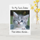 'MIJN TWIN' IS DE 'KAT'S MEOW' DIE BIRTHDAY HEEFT  KAART (Gele Bloem)