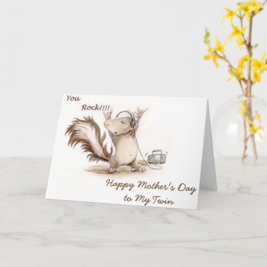 "MIJN TWIN" IS EEN ROCK STAR-HAPPY-MOEDERDAG KAART (Gele Bloem)